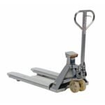 Vestil Stainless Steel Low Profile Pallet Truck with Scale 61-43/64 In. x 27 In. x 48-5/8 In. 5000 Lb. Capacity Silver-PM-2748-SCL-LP-SS