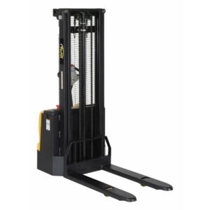 Vestil 42" Fork Double Mast Electric Straddle Stacker with 2200lb Cap and 118" Lift Ht Fixed Forks - S-118-FF-DM