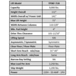 Tuxedo-TP9KF-TUX-Two_Post_Lift-specifications