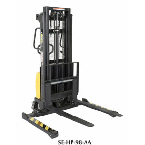 Vestil 42” Fork Semi-Electric Straddle Stacker with 98” Lift Ht and 2000 lb Cap - SE/HP-98-AA